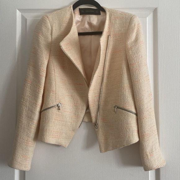 ZARA tweed zipped with zipped pockets cotton blend Size Small - Picture 13 of 15